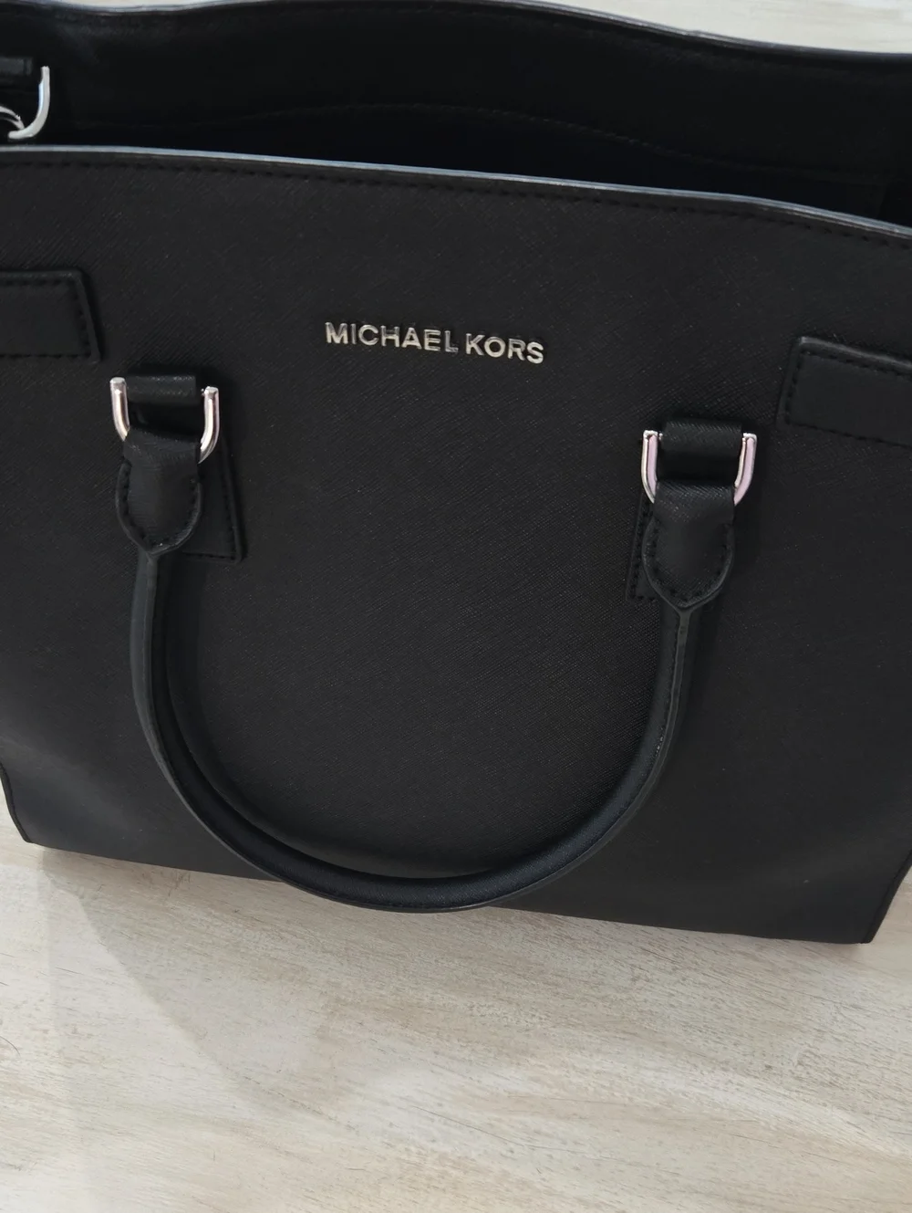 Michael Kors Black Saffiano Tote with Gold Logo